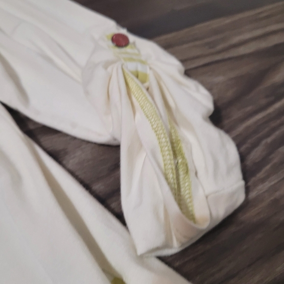 Matilda Jane Womens Lagenlook Latered Top Size XL Cream Green Stretchy Knit - Picture 4 of 5